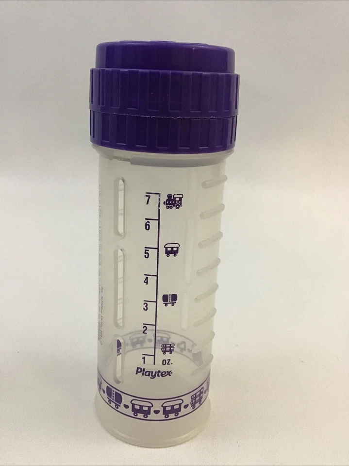 Mamadeira Playtex design roxo drop ins 8 onças mamilo tampa bolsa vintage 1994 - Imagem 4 de 4