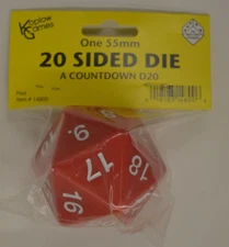 Koplow Games 55mm Spindown 20 Sided Die D20 #14800 - RED