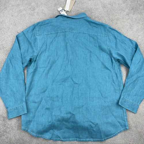 Tommy Bahama Mens XL Blue Sea Glass Breezer Linen Shirt Riviera Azure - Picture 10 of 10