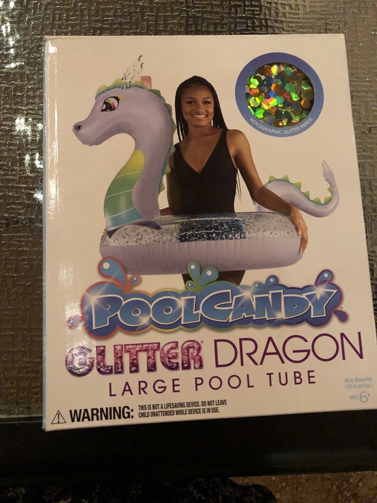 New Pool Candy Glitter Dragon Large Pool Tube 40" Diameter  Pool Floatie