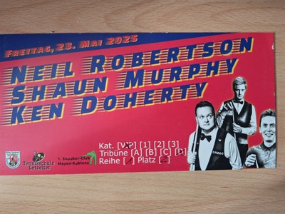 2 Snooker VIP Tickets, 23.05.2025, Privat