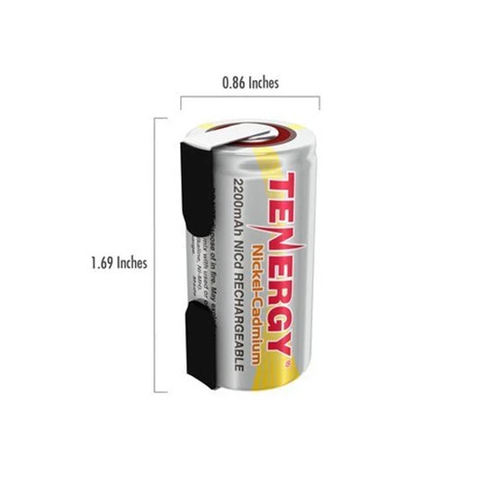 15x Baterías recargables Tenergy 2200mAh SubC NiCd para herramientas eléctricas con pestaña 1,2 V Foto 2 de 4
