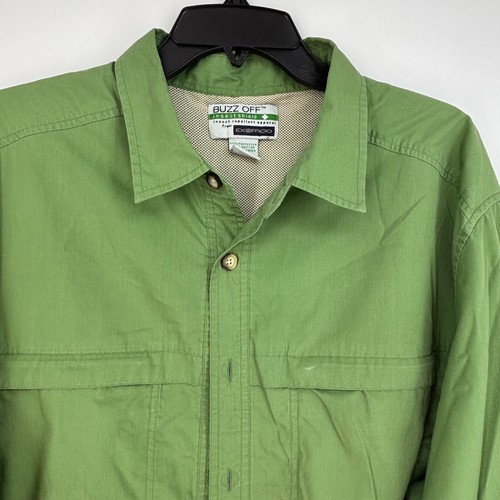 Ex Officio Mens XL Button Front Shirt Willow Green Vented Long Sleeeves Buzz Off - Picture 2 of 10