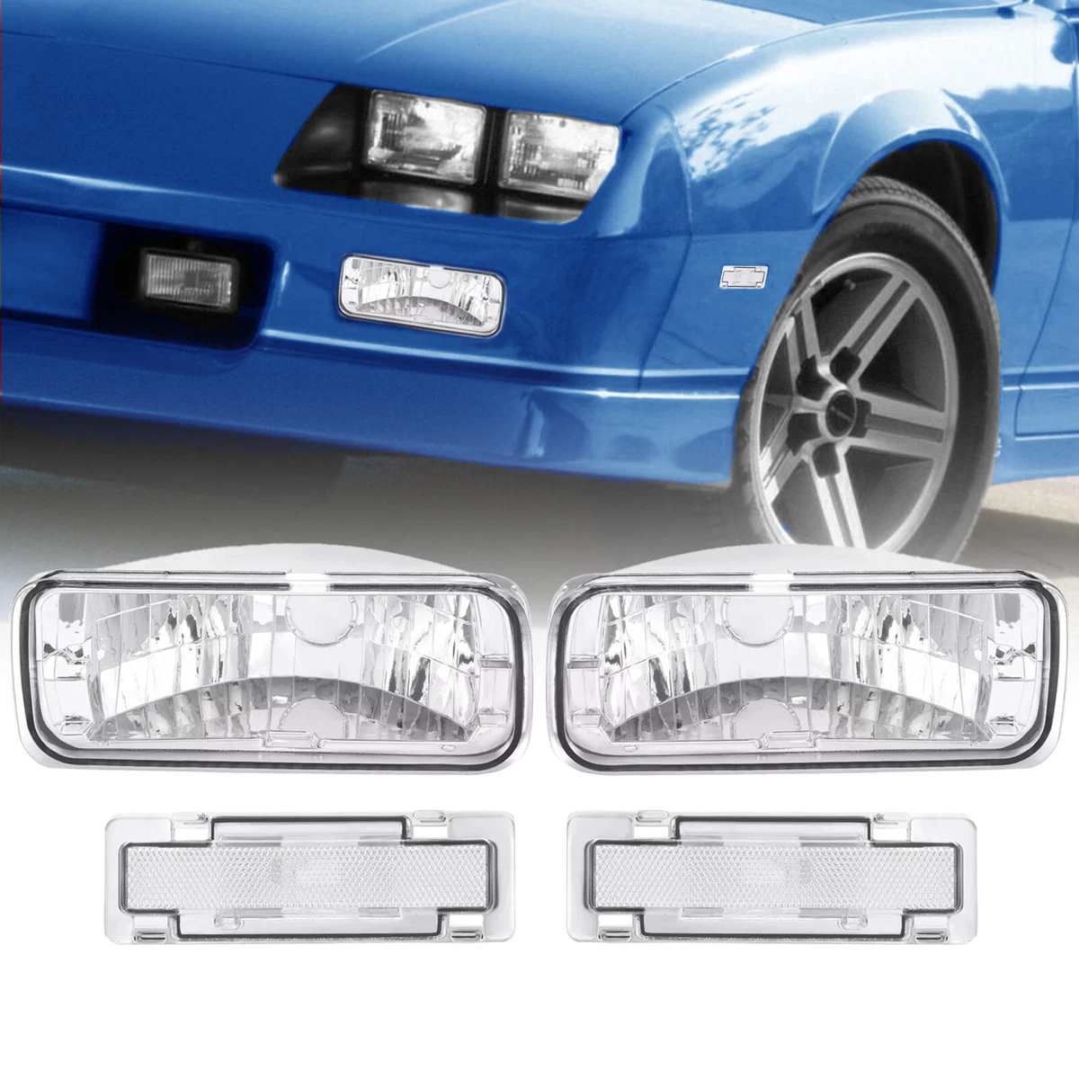 2x Clear LED Bumper Side Marker Lights For 1982-92 Chevy Camaro Pontiac Firebird