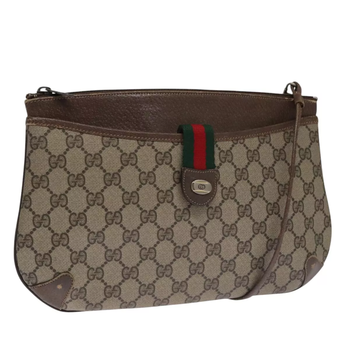 Sac à bandoulière GUCCI GG Supreme Web Sherry Line PVC beige 904 02 026 authentique 102752