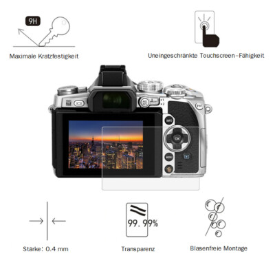 Olympus EM1 / EM10 / EP5 0,4 mm Adhäsion Displayschutzglas Schutzfolie LC7682