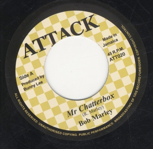 Bob Marley ‎– Mr Chatterbox VINYL 7" MINT  Attack ROOTS DUB ATT020 - Afbeelding 1 van 2