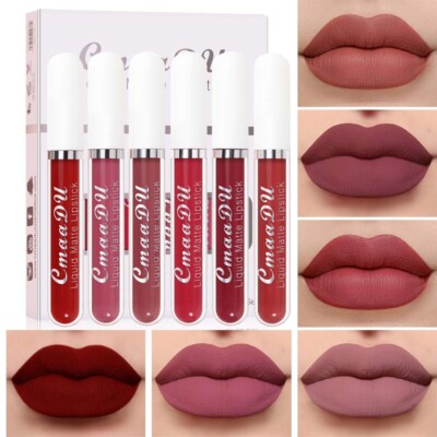 6Pcs Matte Liquid Lipstick Set Long Lasting Waterproof Lip Stain Lip Gloss