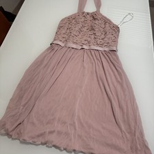 David s Bridal Pink Lace Halter Top Bridesmaid Size 10 Dress S12