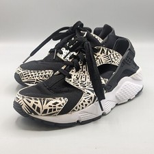 Nike Huarache Run Print Black White Knit 704943-002 GS Sneakers Youth Size 5 Y