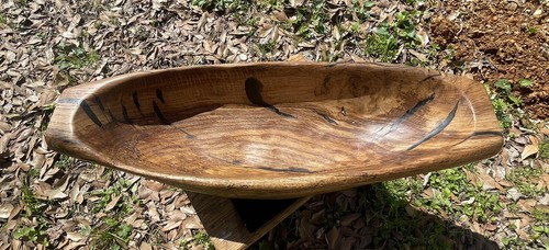 Gorgeous Hand Made Wooden Oblong Wood Centerpiece Fruit/Bread Bowl - Picture 9 of 11