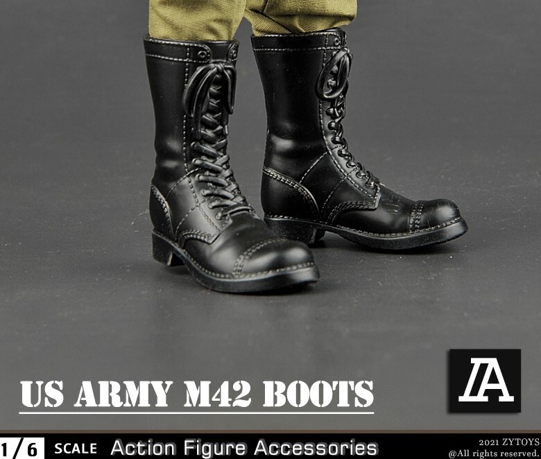 ZYTOYS ZY1027 1/6 Scale USA Army M42 Combat Black Boots For 12