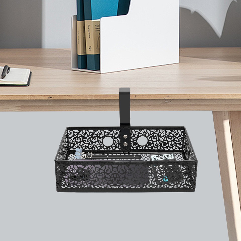 Under Desk Storage Organizer 0.32in Under Desk Storage Basket 360