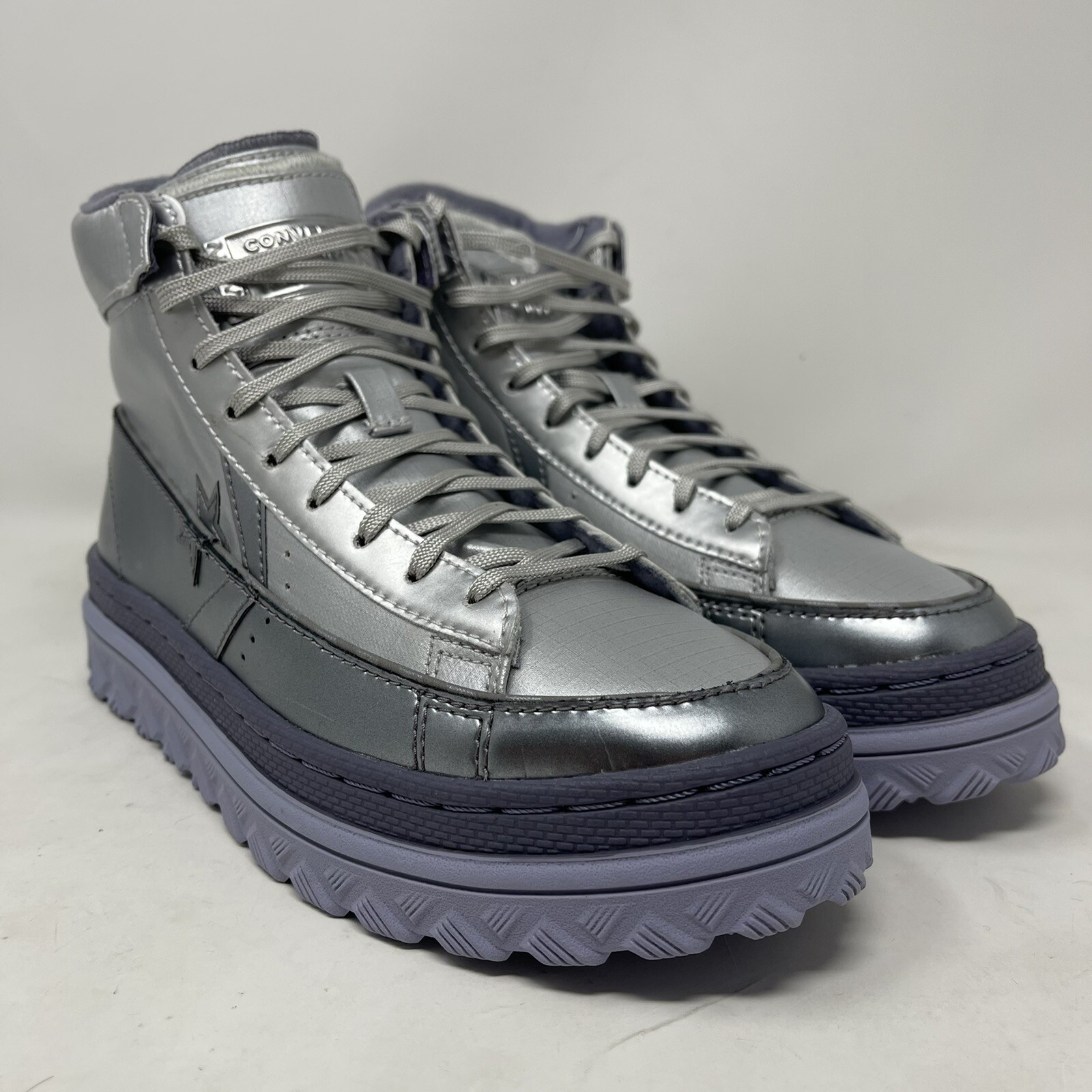 Converse Metallic Vis Pro Leather X2 Mid Mens Silver Sneaker Size 4 169529C New-image