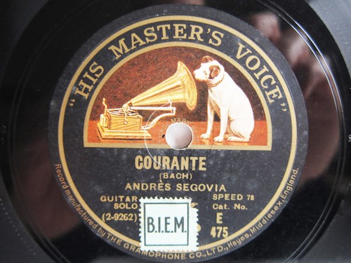 78rpm ANDRES SEGOVIA (Guitar Solo) plays BACH SUITE & TORROBA SONATINA - HMV - Imagen 2 de 2