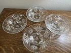 4 Vintage Dip Small Bowl Star of David Anchor Hocking Footed Prescut