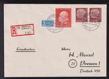 T709) BRD Privatganzsache Heuss PU 12 R-Beleg Fernbrief Kurzbefund Schlegel BPP