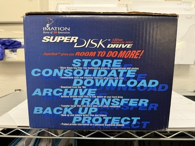 vintage Imation SuperDisk 120MB (LS-120) external drive with a