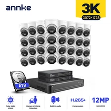 ANNKE 32CH 12MP NVR 3K Audio POE Security Camera System Color Night AI Detection