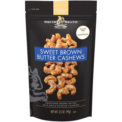 Sweet Brown Butter Cashews, 3.5 oz Resealable Bag, Gourmet Flavored Cashews Nuts