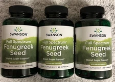 270 Cap Swanson Fenugreek Seed 610mg Cholesterol Digestive Blood Sugar Glucose