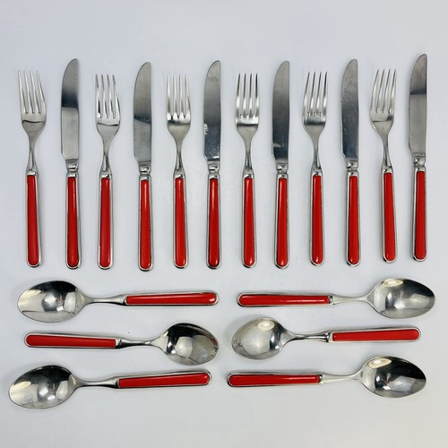 Pinti Inox Menù Posate 18 pz Coltello Forchette Cucchiaio Plastica Acciaio Inox Anni 80 - Foto 3 di 16