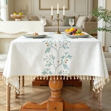 Cotton Linen Spring Tablecloth for Dining Waterproof Rustic Farmhouse Kitchen...