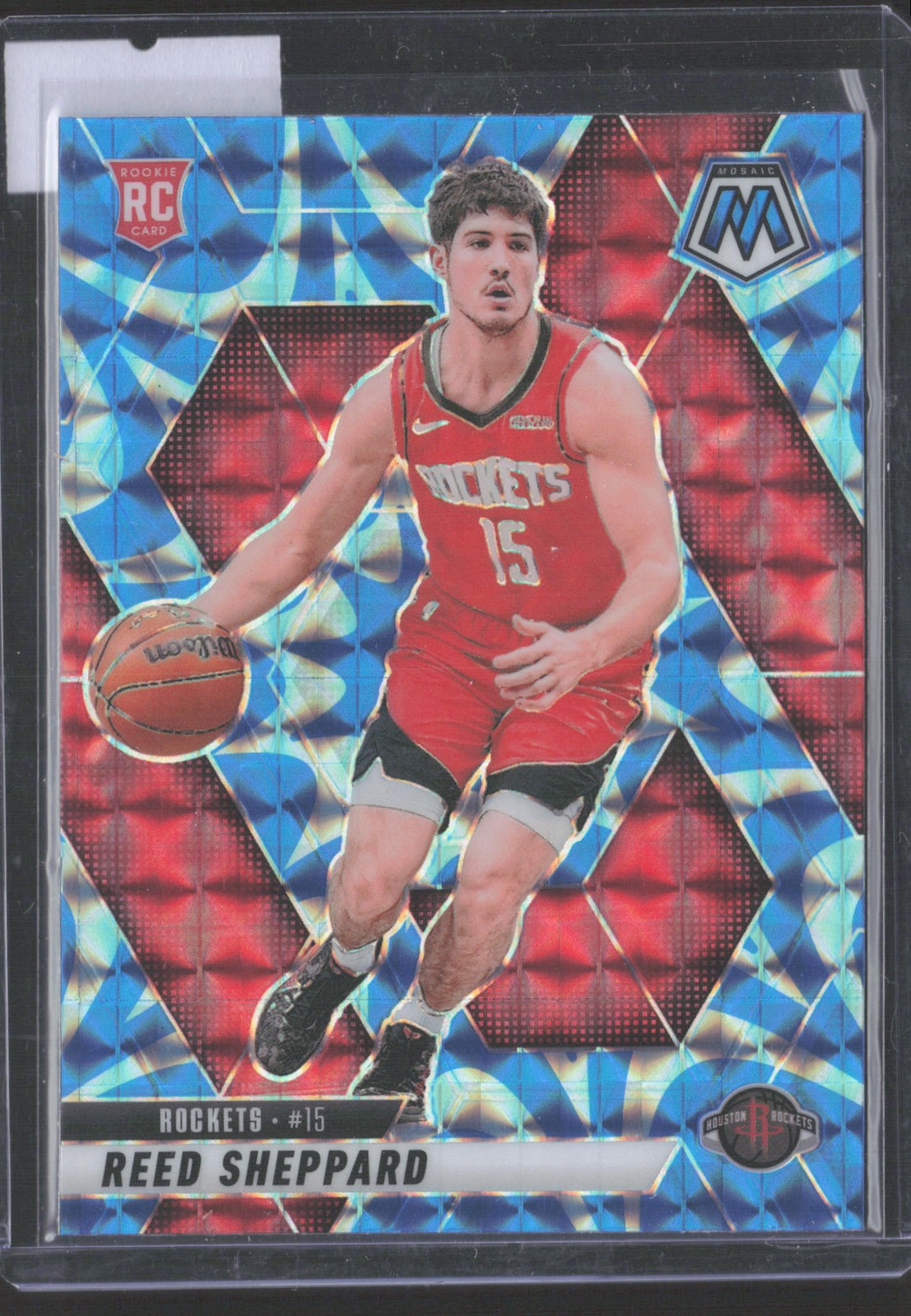 Reed Sheppard 2024-25 Panini Mosaic Reactive Blue Mosaic #249 RC