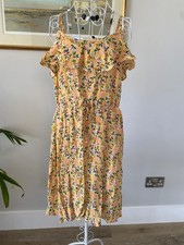 Women’s Monsoon Lemon Yellow floral summer dress UK 14, Brand New with Tags