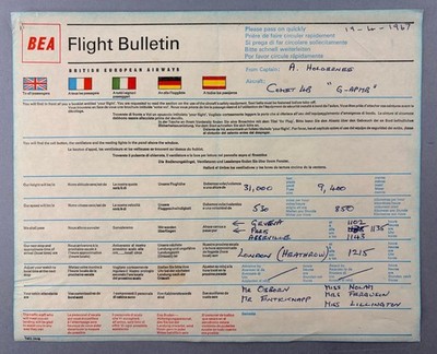 BEA British European Airways Flight Bulletin DH Comet 4B G-APMB Airline Report