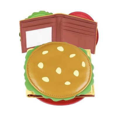 High-Quality Trendy Unique 3D Burger Foldable Wallet Individual Card ID Holder