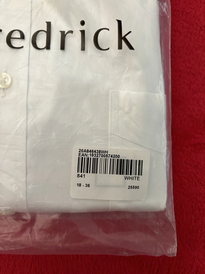 NUEVO CON ETIQUETAS Camisa Paul Fredrick 18/36 Blanca Calce Ajustado Cuello Extendido Sin Planchar Puños Franceses Foto 4 de 4