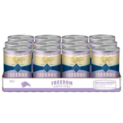 Blue Buffalo Freedom Grain Free Natural Adult Pate Wet Cat Food, Indoor Chick...