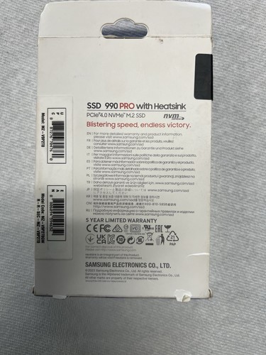 Samsung 990 PRO 2TB NVMe Internal SSD with Heatsink - Black, BRAND NEW, SEALED - Afbeelding 2 van 4