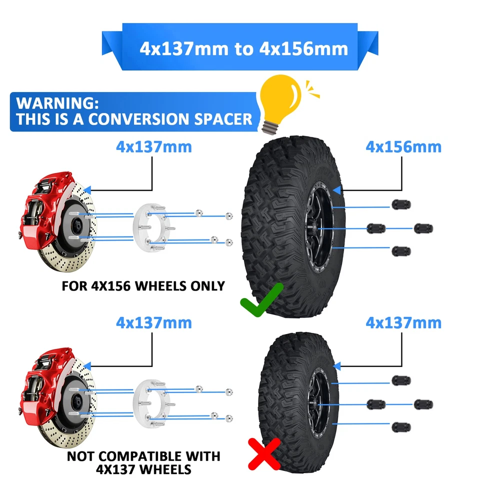 Adaptador de rueda 4x1" 4x137 a 4x156 12x1,5 para Honda Pioneer 1000/1000-5 2016-2024 Foto 2 de 4