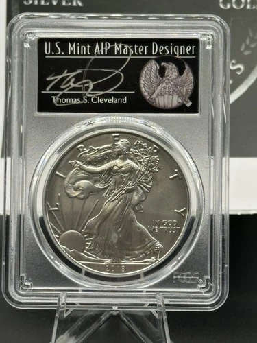 2018-W PCGS SP70 Burnished Silver Eagle Cleveland Signed First Day Issue FDOI