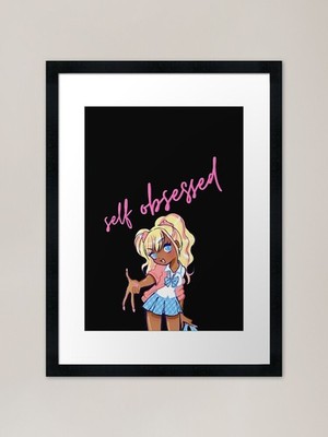 Self Obsessed Cute Anime Girl on Framed Wall Art Poster Leinwanddruck Bild