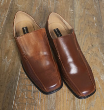 Bruno Marc Men s Brown Leather Oxford Dress Shoes Slip-On Square Toe 12 W