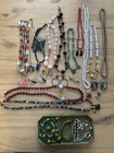 Vintage Estate Costume Jewelry Lot Monet Avon Beaded Earrings Brooch Bracelet