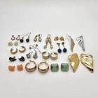 Vintage Costume Jewelry Earrings Lot Enamel Gold Tone Silver Tone Fashion Retro