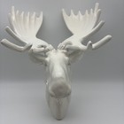 Faux Moose Taxidermy White Antlers / Head Wall Mounted Decor 10”x12”