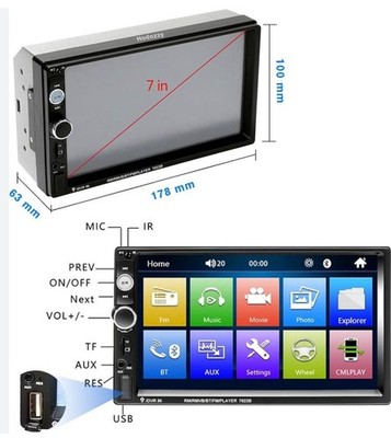 Double Din Car Stereo 7 Inch Touch Screen Car Radio with Bluetooth Backup
