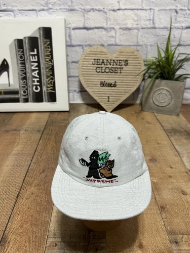 Chapeau de voleur Supreme Grim Reaper gris 6 panneaux brodé avec dommages à la sangle