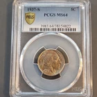 PCGS 1937-S Buffalo Nickel 5C MS64 Business Strike Certified Coin