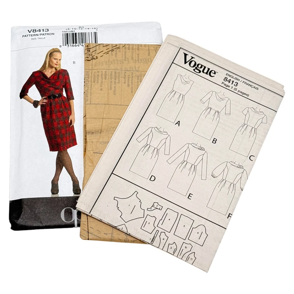 Vogue V8413 Dress Easy Options Size 8 10 12 14 16 Sewing Pattern Uncut - Image 2 of 4