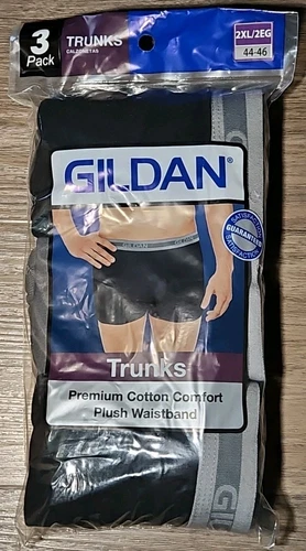 3 Pack Men's Gildan Trunks Boxer Briefs Size 2XL 44-46 Underwear Black Gray -NEW