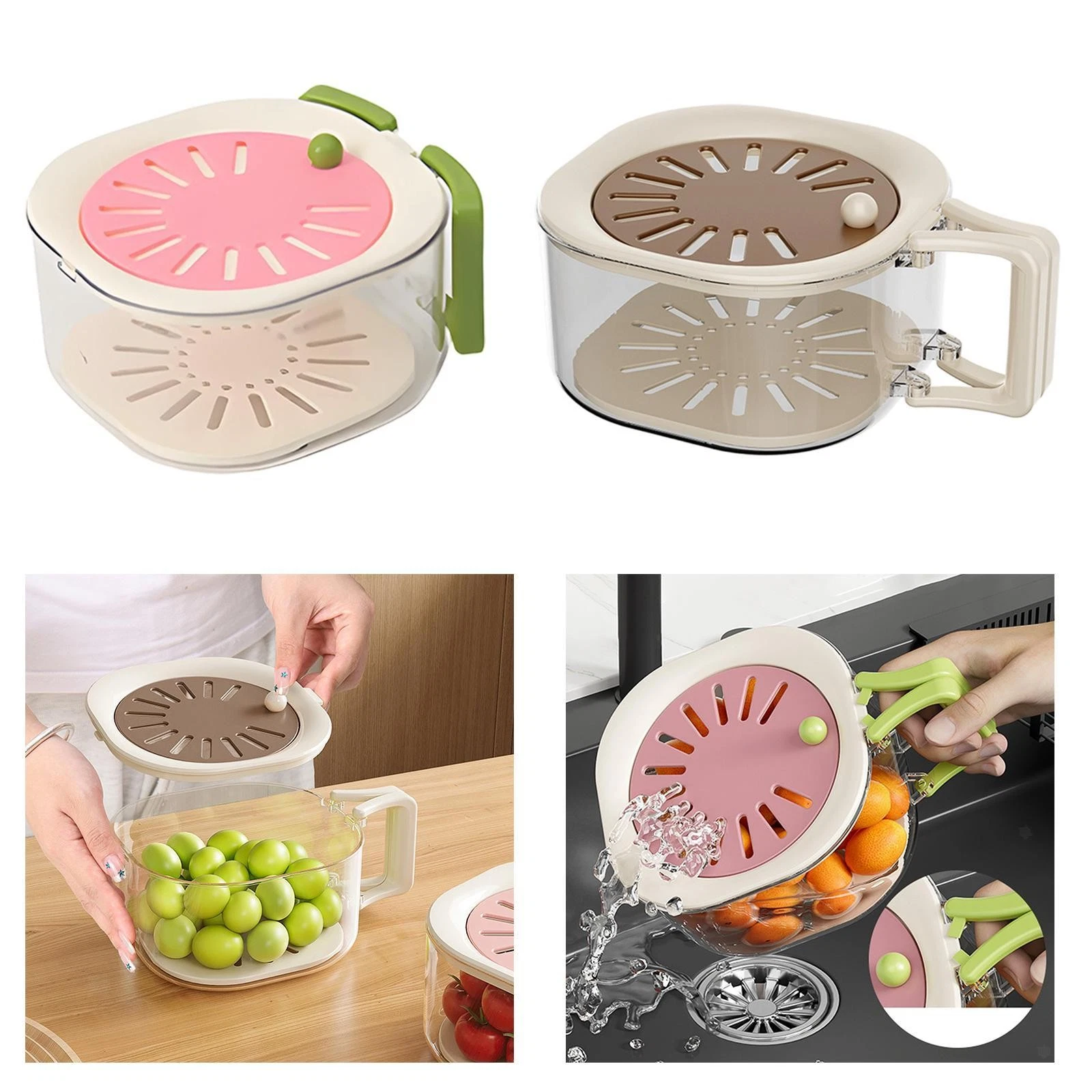 Fruit Drain Basket with Vents Reusable Removable Vegetable Washing Basket
Opens in a new window or t