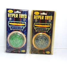 2 Vintage Hyper Yoyo Pro Spinner Professional Auto Return Green  Blue 1998