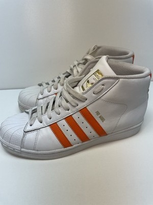 Adidas Pro Model Superstar Sz 7 White Orange High Shell Top 80s Vintage Hip hop