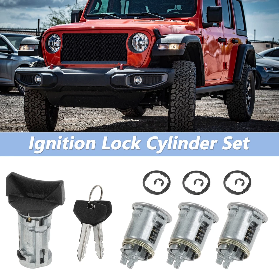 Ignition Switch Lock Cylinder w/Door Lock & 2 Keys For Jeep 90-95 Wrangler YJ - Image 3 of 4